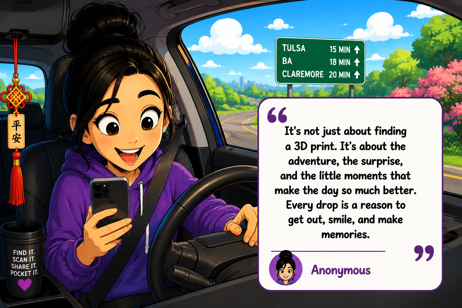 Joyful drive and inspiring thoughts